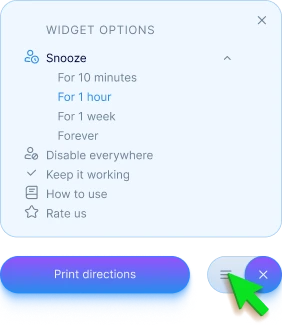Menu options
